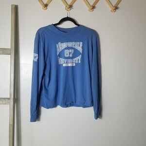 AEROPOSTALE WOMEN'S BLUE AND WHITE LONG SLEEVE BLOUSE SIZE XL